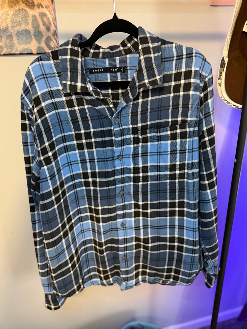 Blue Plaid Button-Up Shirt for Men